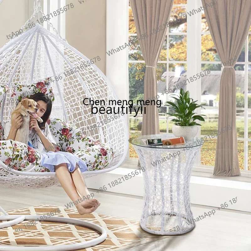 

ss7304 Rattan Tea Table Outdoor Desk-Chair Balcony Rattan Chair Modern Minimalist Outdoor Leisure Chair Small Tea Table and Chai