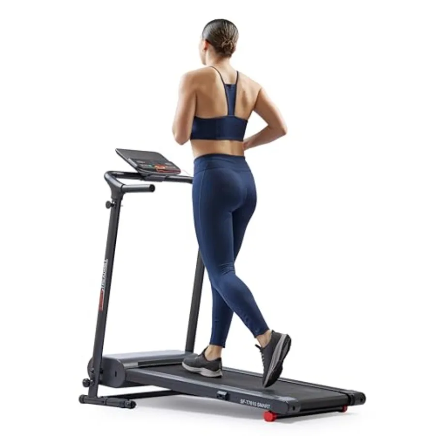 

Компактная складная беговая дорожка для домашнего использования, бесшумная работа, с ЖК-монитором и держателем для устройств, черная, простая сборка, Bluetooth-подключение