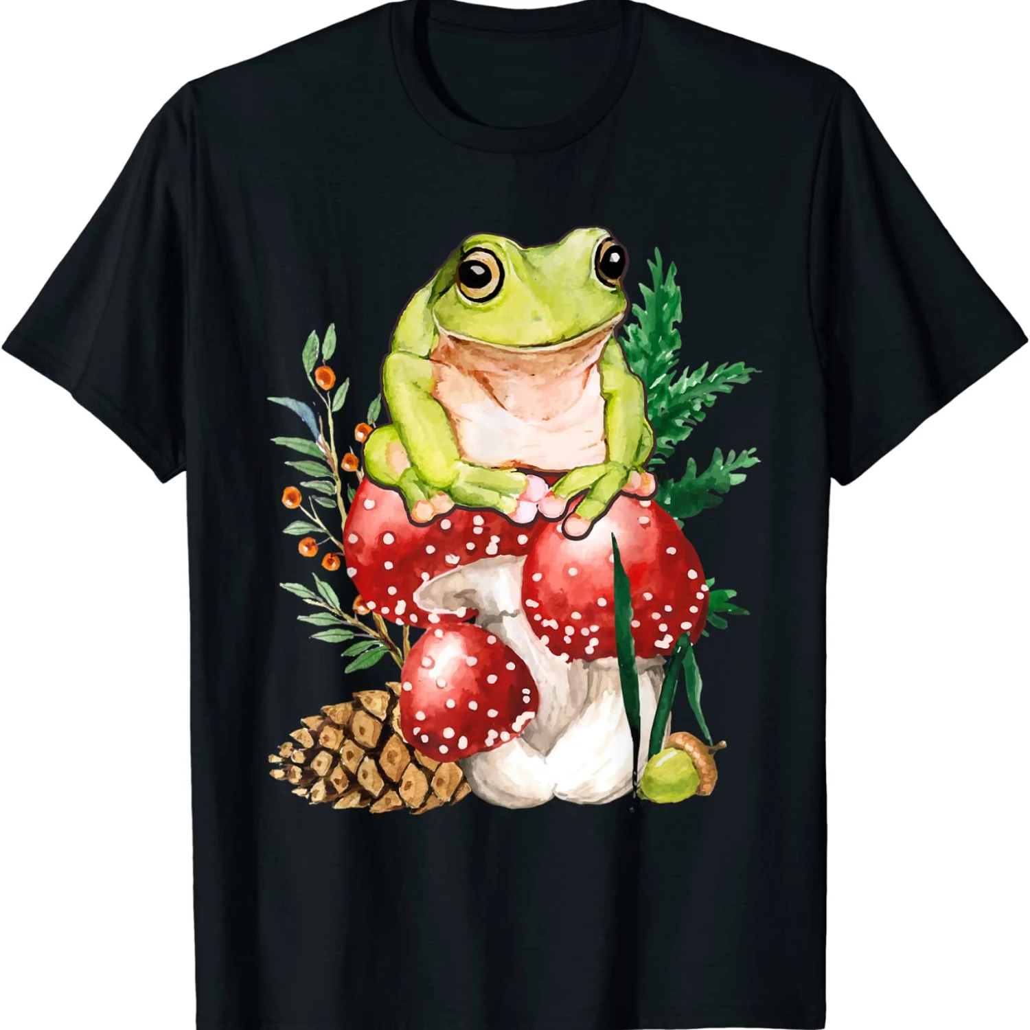 

Cute Cottagecore Fungi Frog Farmcore Aesthetic Frog Styles T-Shirt. Premium Cotton Short Sleeve O-Neck Mens T Shirt New S-3XL