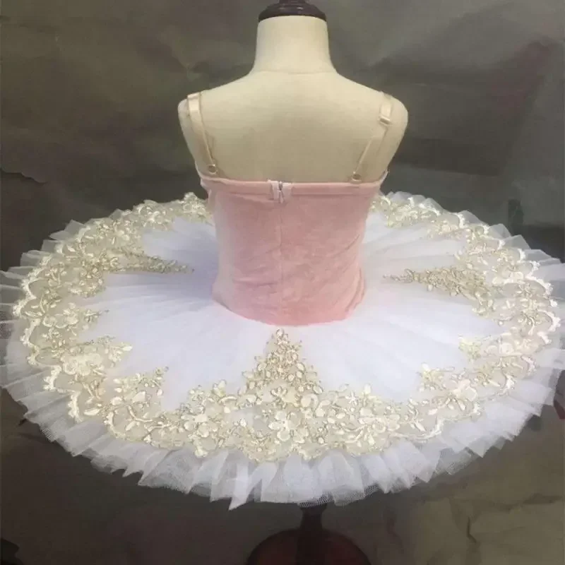 Tutu di balletto professionale in velluto rosa donne adulte bambini bambini Tutu di balletto per ragazza Pancake Tutu Ballerina Party Costume di balletto