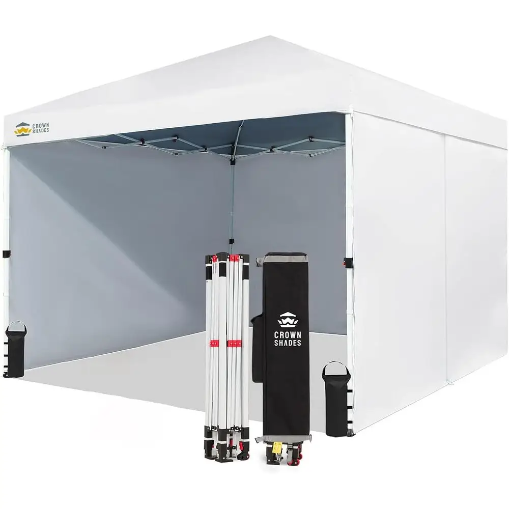

10' x 10' Commercial Pop-Up Canopy Tent with Center Lock and 4 Sidewalls, White
