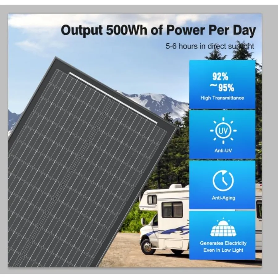 لوحة طاقة شمسية 300 وات 12 فولت وحدة PV أحادية البلورية مع 25 كفاءة عالية للمنزل خارج الشبكة RV على السطح قارب قافلة المقصورة وF #6
