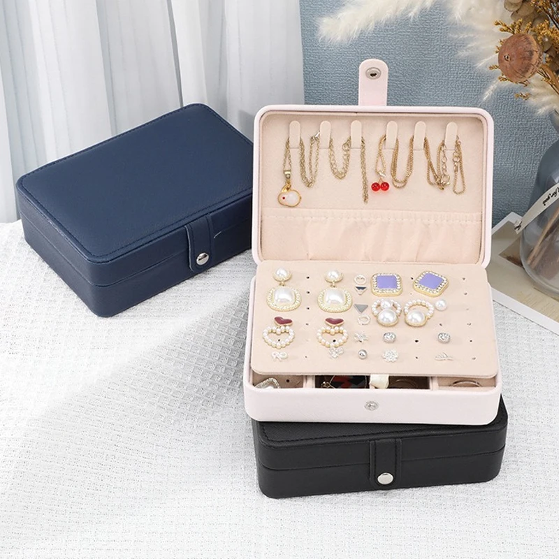 1Pc Simple and Portable Jewelry Storage Box, Large-Capacity Double-Layer Jewelry Box, Earrings, Ring and Necklace Storage Box, Gift for Ladies and