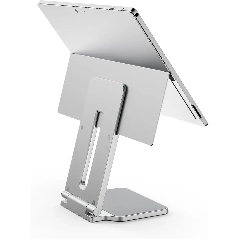 

Adjustable Silver Tablet Stand for Surface Pro, Elevated Desk Holder with Non-Skid Base