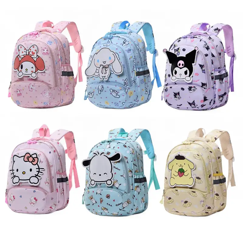 Mochila de Anime Sanrioed para niños, Hello Kitty, Kuromi, My Melody, Cinnamoroll, Pom, Purin, Pochacco, bolso de hombro de dibujos animados, regalo lindo