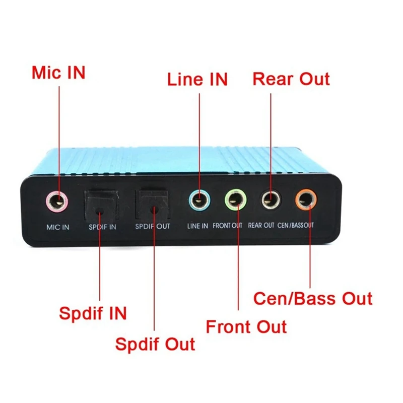 USB 6 Channel suara eksternal 5.1/7.1, kartu suara eksternal Surround PC Laptop Desktop Tablet Audio optikal Adapter mudah dipasang (biru)