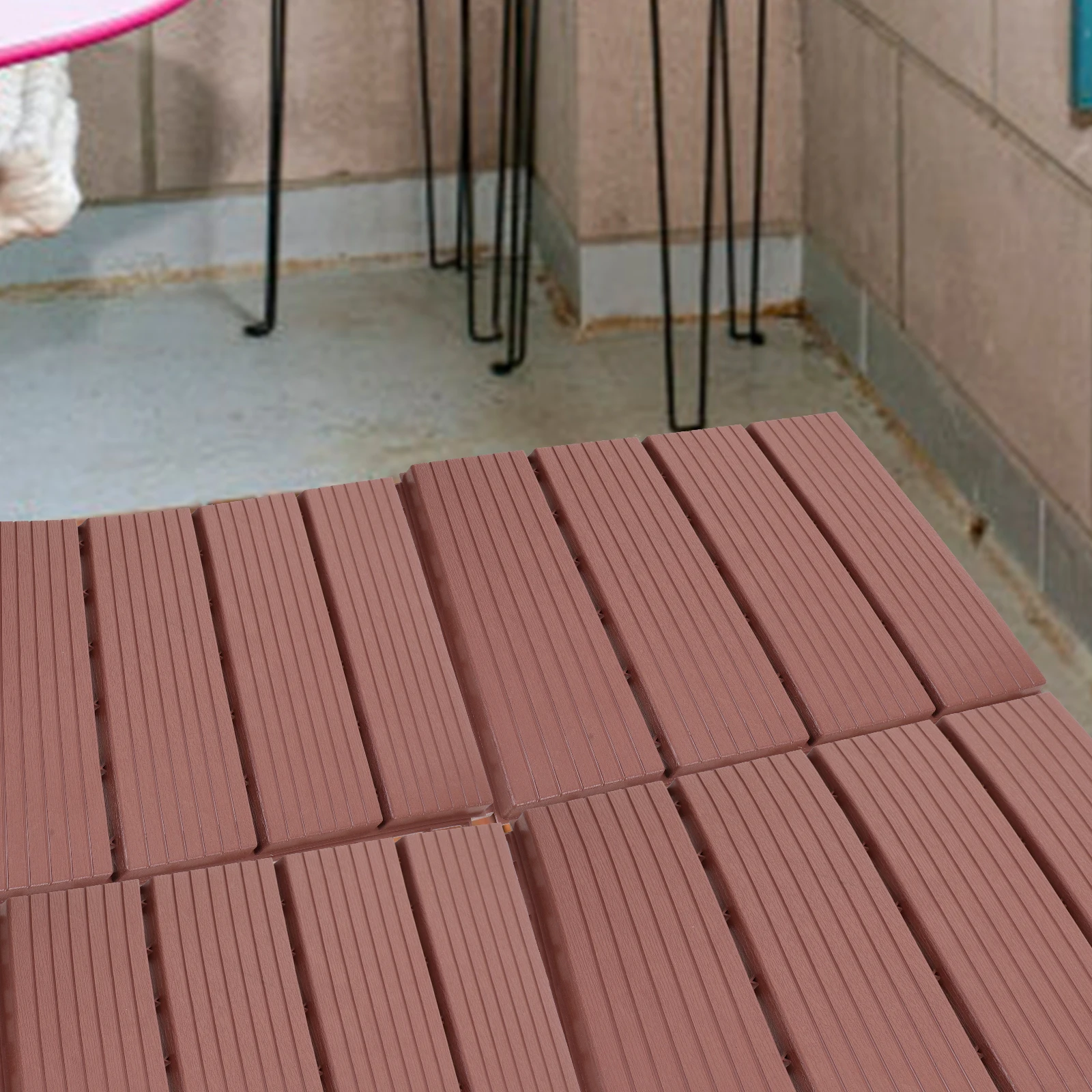 

4 Pcs Outdoor Patio Tiles Balcony Assembled Floor Deck Interlocking All Weather Ceramics