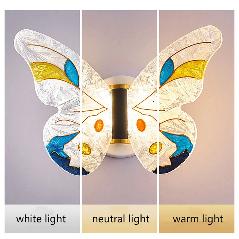 Imagem -02 - Nordic Led Lâmpada de Parede Borboleta Criativo Quarto das Crianças Moderno e Minimalista Escada Passarela Fundo Decoração da Parede Lâmpadas