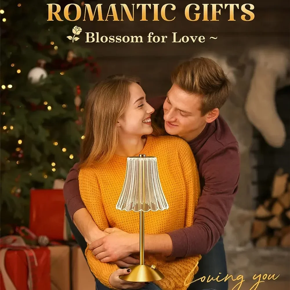Table Lamp LED Touch Sensor Desktop Night Light Rechargeable Reading Lamp for Restaurant Hotel Bar Bedroom Decor Valentine's Day image 4