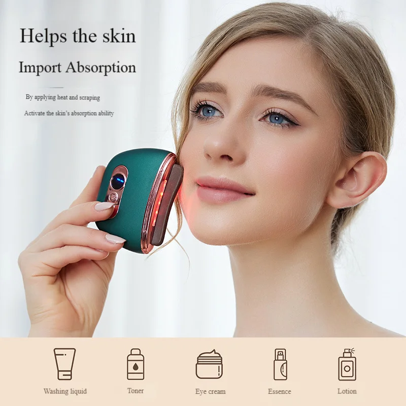 Smart Electric Gua Sha Tool, Rechargeable Bian Stone Facial Massager for Lifting, Firming, Cleansing & Skin Purifying