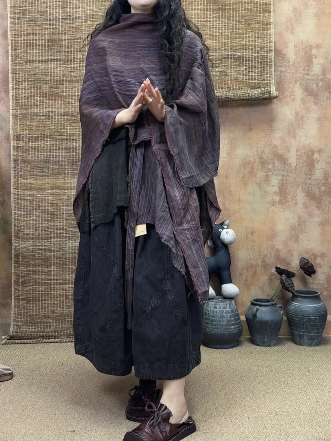 tie-dye-linen-asymmetrical-hair-vest-shoulder-wrap-vintage-fashion-trend-women's-top-vest-fashionable-accessory