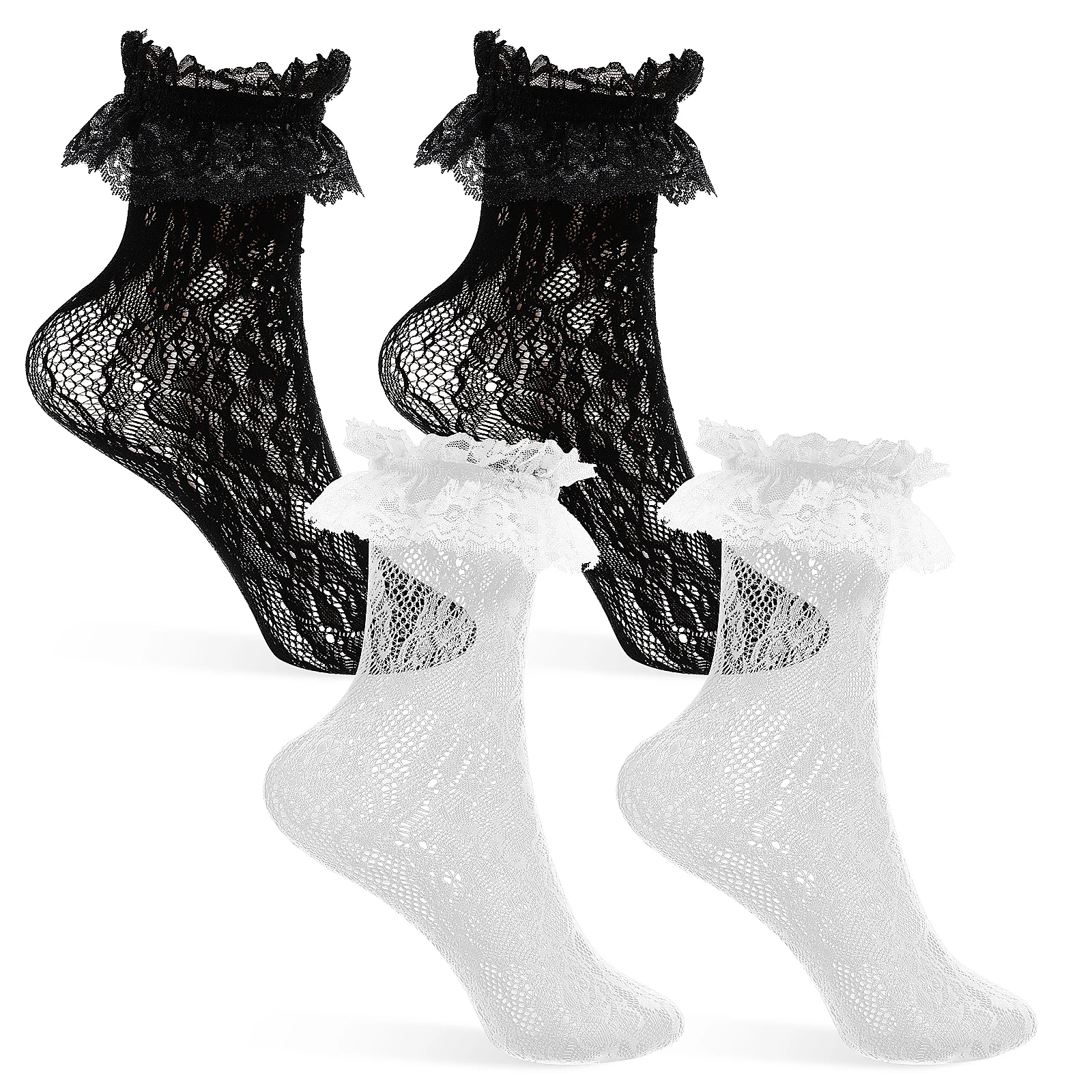 

Ruffle Ankle For Women Lace Trim Thin Dress Boot Mesh Adult Casual Above Ankle Height Ladies Socks Pair Socks For Flats