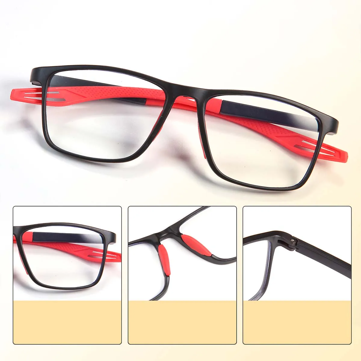 نظارات قصر النظر الشيخوخي ذات الحافة الكاملة للتكبير التلقائي بتقنية سوداء، مضادة للإشعاع، رؤية بعيدة وقريبة