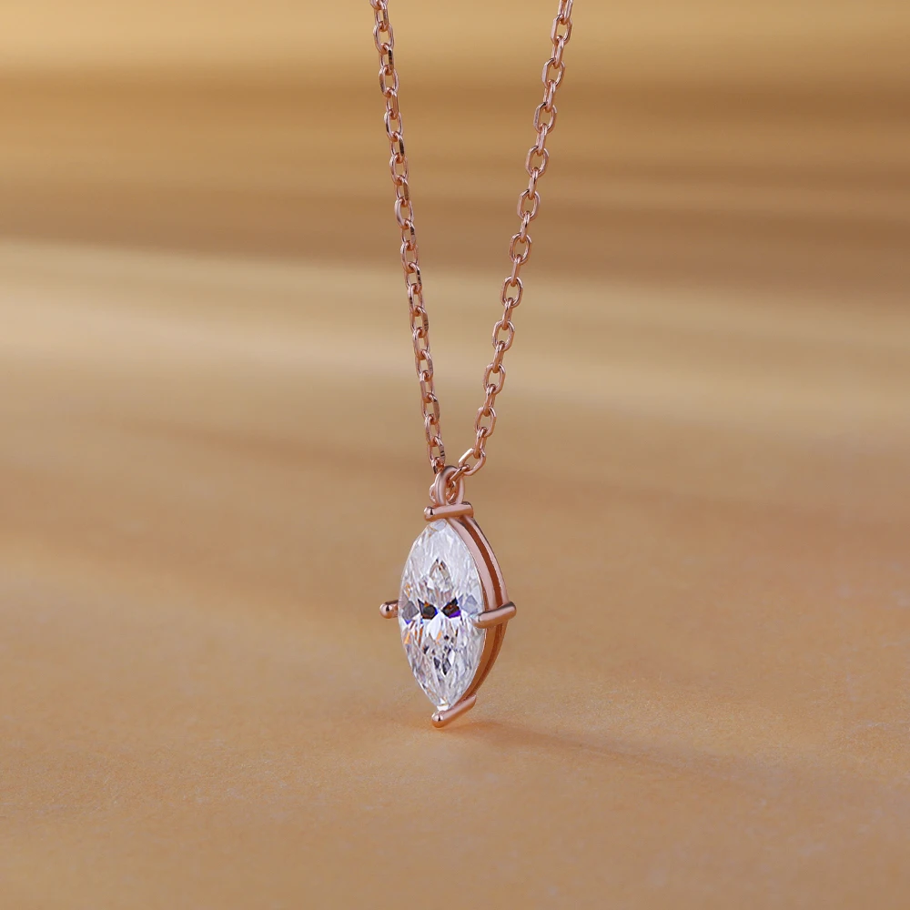 1CT 2CT Pendant Moissanite Necklace for Women Marquise Cut D VVS1 Diamond 925 Sterling Silver Wedding Jewelry Gift GRA Certified
