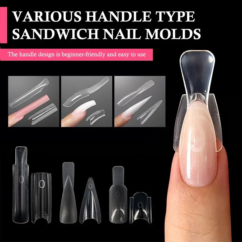 60/120/240Pcs Sandwich Dual Nail Form Oval Nail Extension Forms Top & Bottom Form For Quick Nail Extensions Manicure Tools