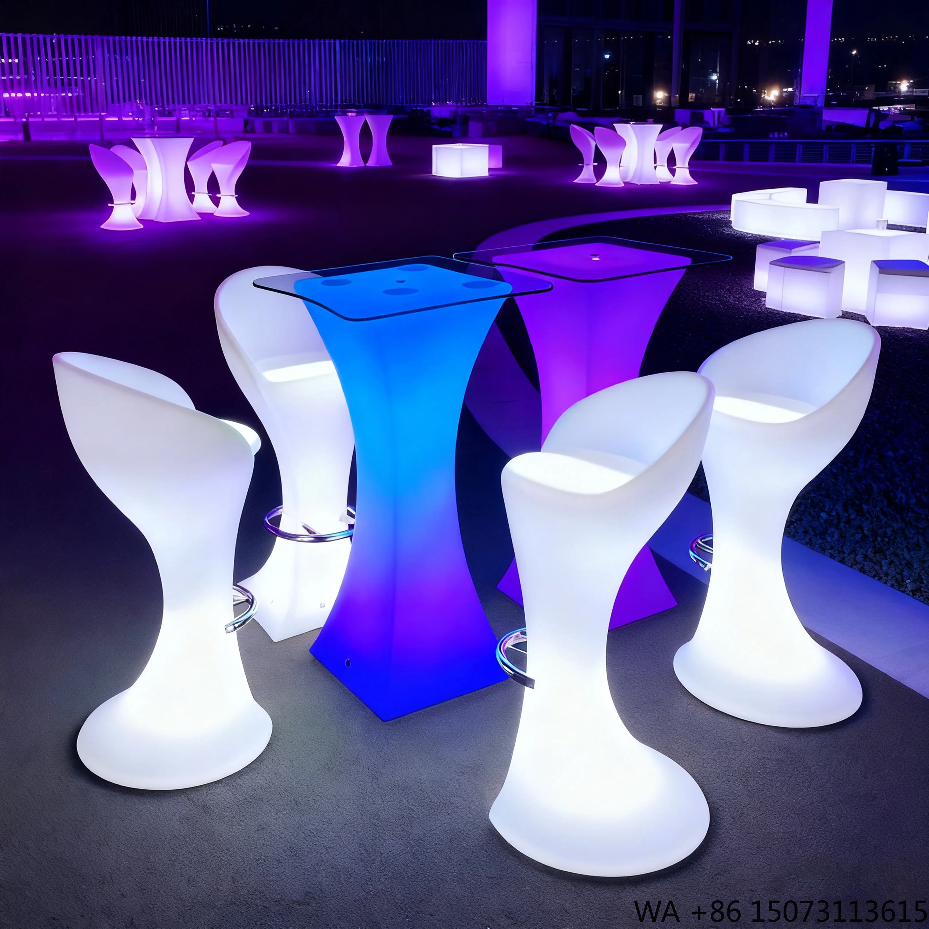 

Поставщики светодиодной мебели для вечеринок: уличный высокий барный стол с LED-подсветкой, коктейльный стол