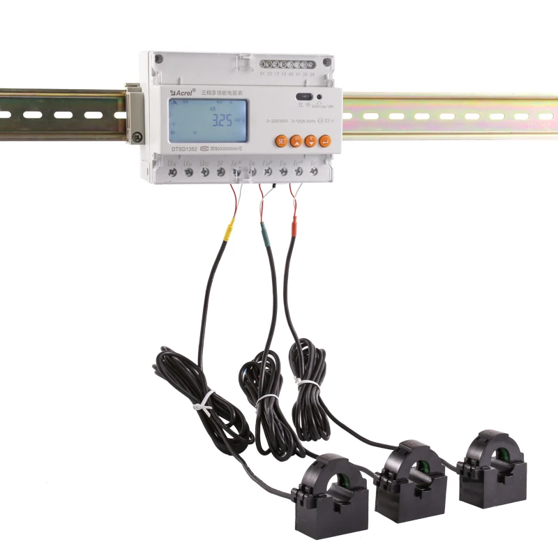 DTSD1352-CT 3 Phase kwh Meter Din Rail Multifunction Power Meter with 150/5A Cts for Solar System view 2