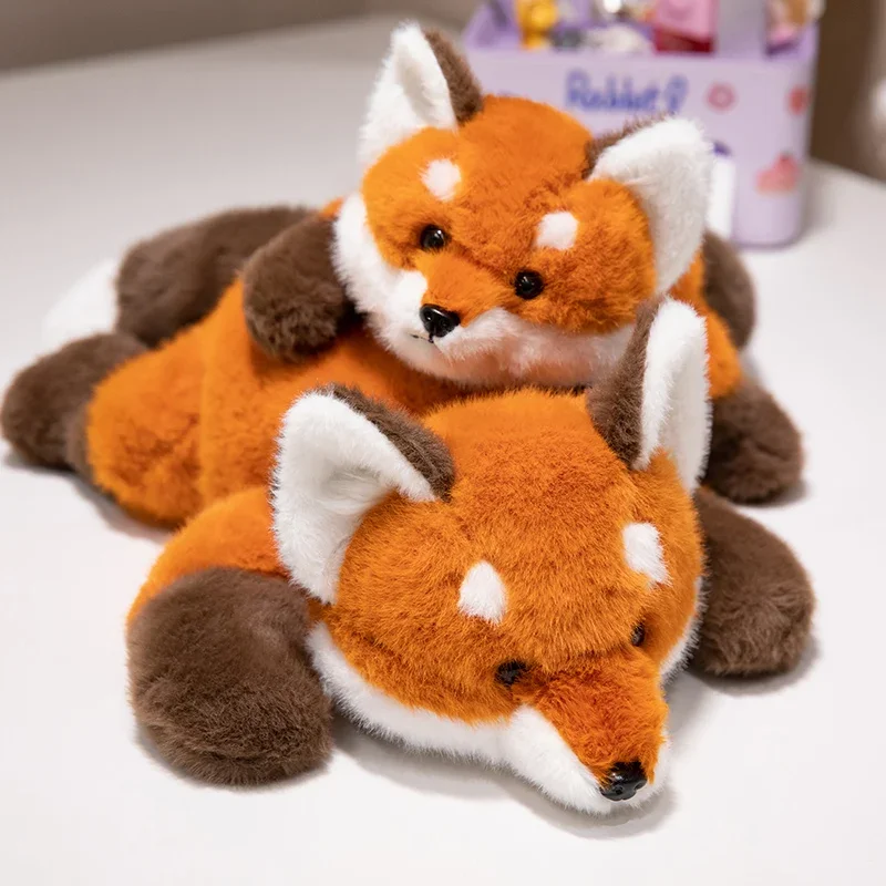 40/55CM  Cute Furry Huggable Long Tail Fox Doll Soft Stuffed Kawaii Fox Doll Pillow Home Decor Birthday Christmas Gift