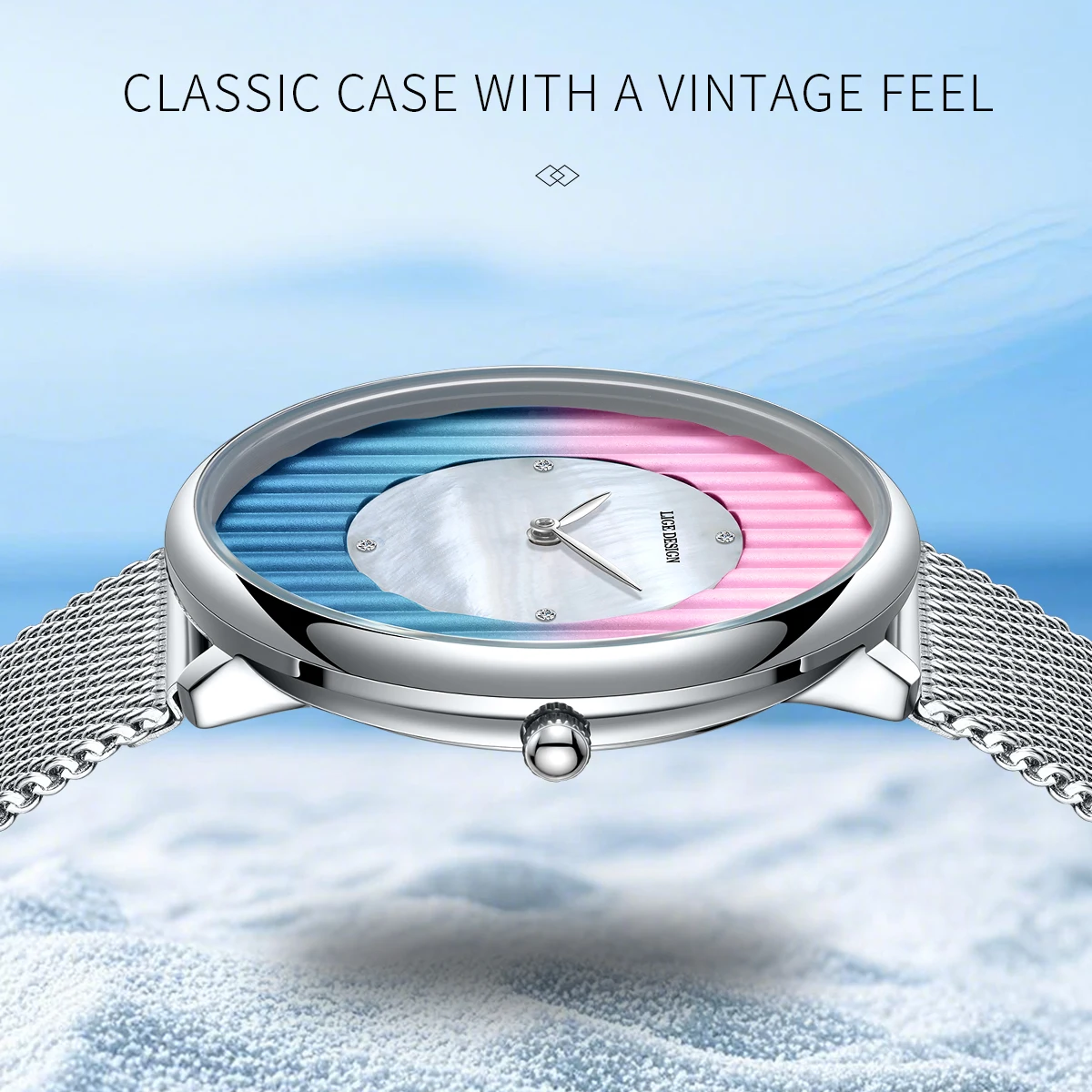 New Women Watch LIGE Top Luxury Brand Steel Mesh Waterproof Ladies Watches Flower Quartz Female Wristwatch Charming Girl Clock