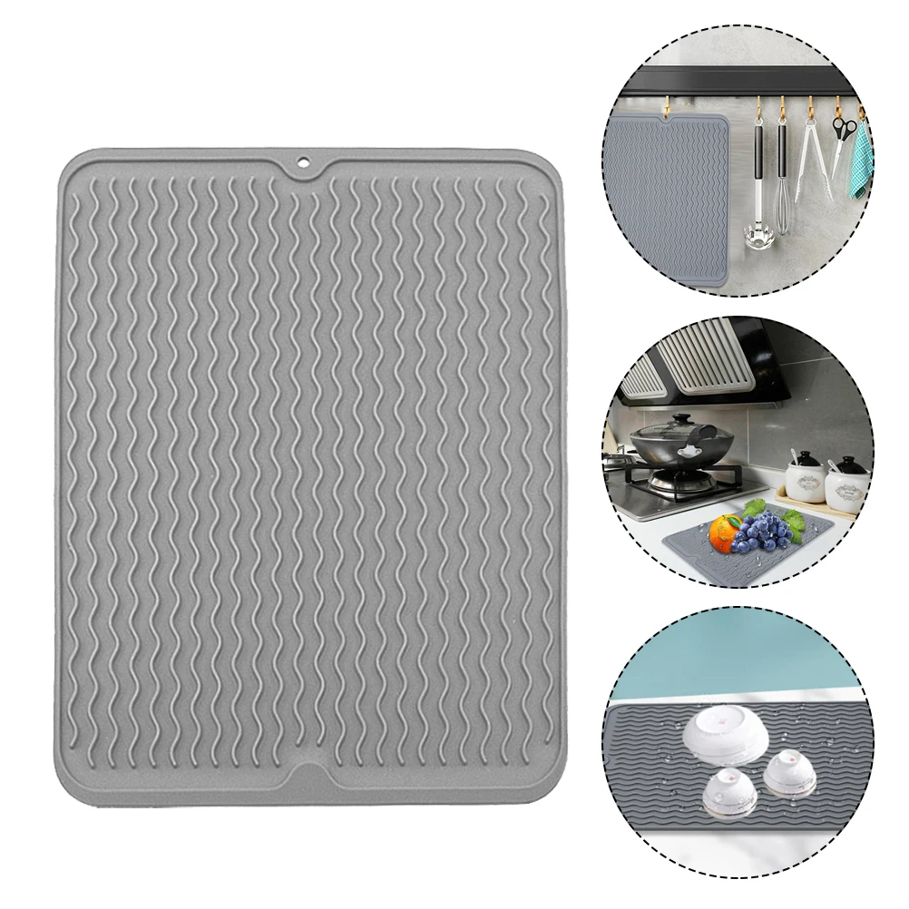 

Silicone Drying Pad Kitchen Dish Mat Soft Mats Draining Dishes Silica Gel Counter High Temperature Safe Lightweight Portable