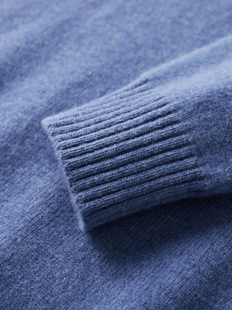 Autumn Winter Thick Warm Men's Mock Neck Cashmere Pullover 100% Merino Wool Sweater Basic Casual Male Knitwear Jumper