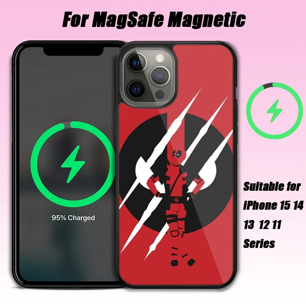 MINISO Deadpool & Wolverine Phone Case For iPhone 15 14 13 12 11 Pro Max Plus Magnetic for Macsafe Cases Cover