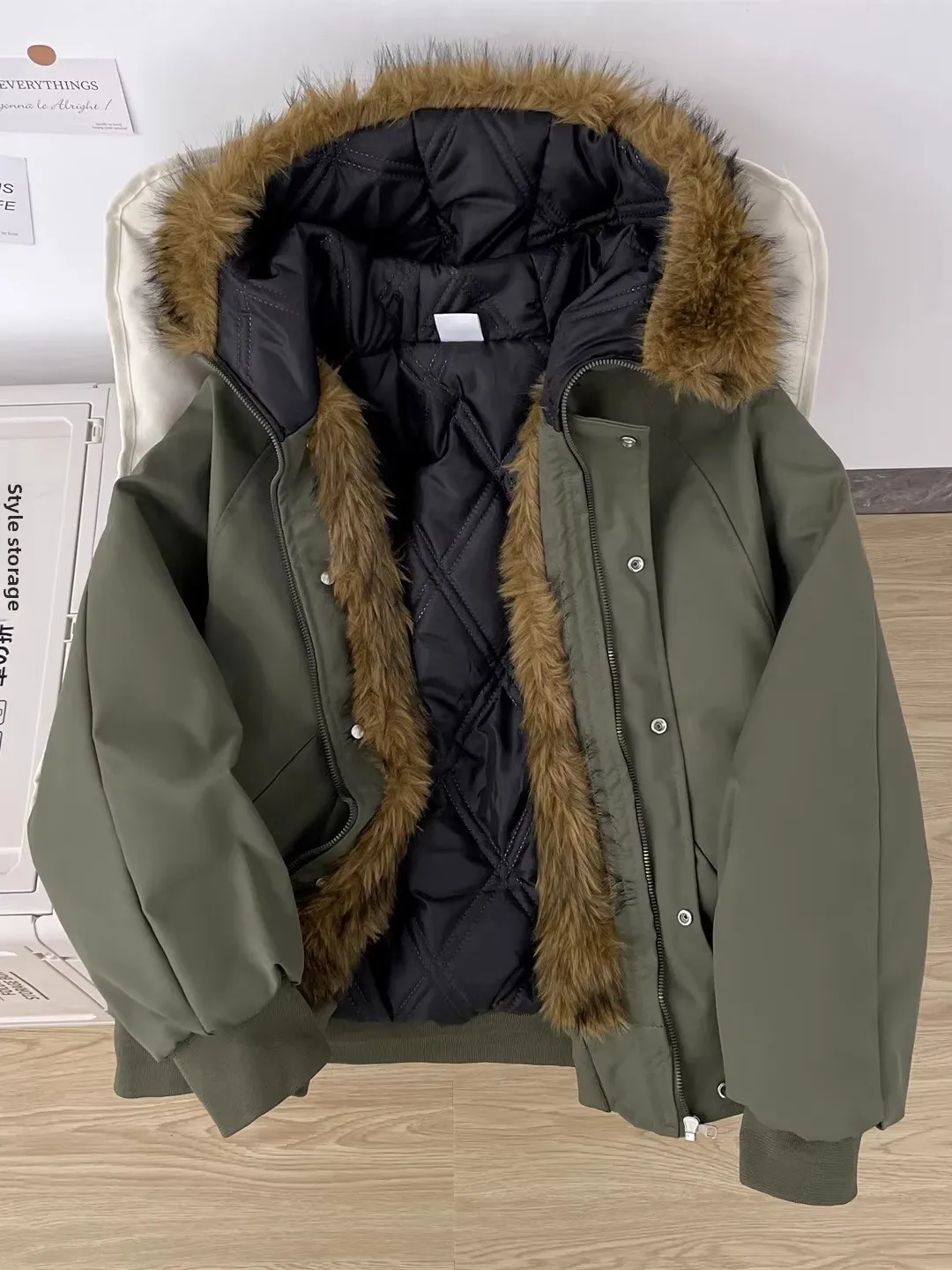 

Thiened зимнее хлопковое пальто с капюшоном для мужчин и женщин, теплое пальто из искусственного меха с воротником в стиле ретро, американская молодежная повседневная верхняя одежда