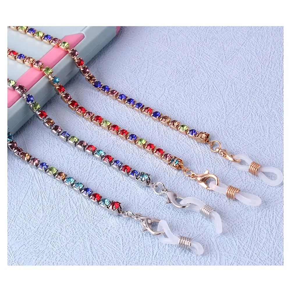 1Pcs 72cm Sunglasses Chain Lanyard Metal Rhinestone Eyeglasses Chain Holder Crystal Beads Non Slip Glasses Hanging Rope
