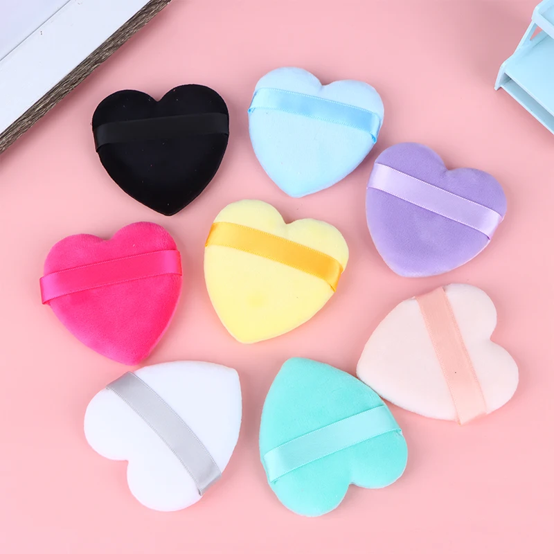 8 Colors Heart-shaped Velvet Facial Face Makeup Puff Cosmetic Makeup Cotton Sponge Puffs Make Up Tools