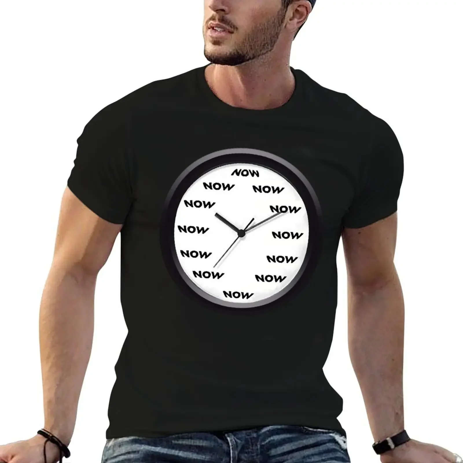

NOW CLOCK T-Shirt man clothes heavyweights mens big and tall t shirts