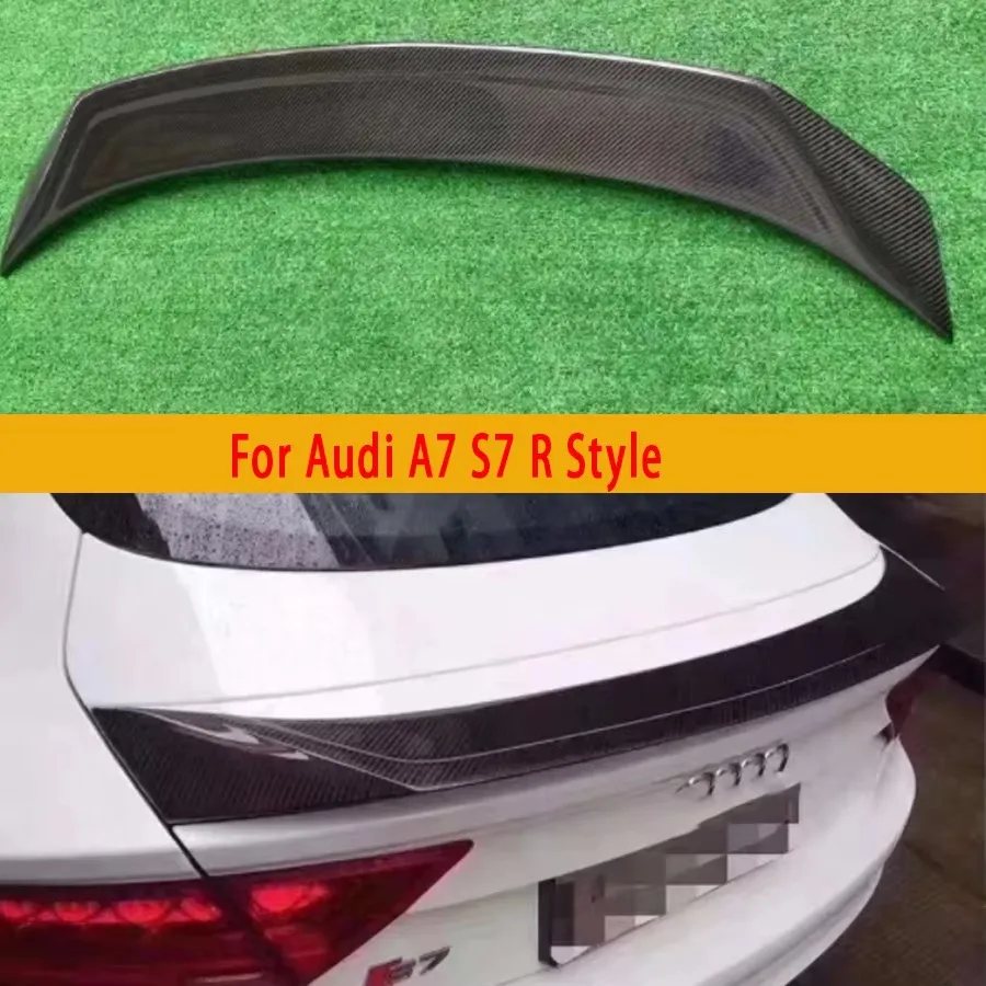 

For Audi A7 S7 R Style Carbon Fiber Tail fins Rear Trunk Spoiler Guide Wing Rear Wing Diverter Car Accessories Body Kit