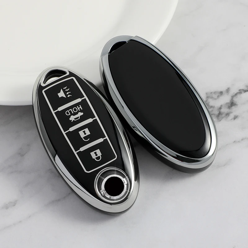 Car Key Case Cover for Nissan Leaf Micra Qashqai J11 J10 X Trail T32 Versa Note Patrol 3 4 5 Buttons Key Fob Protector Keychain