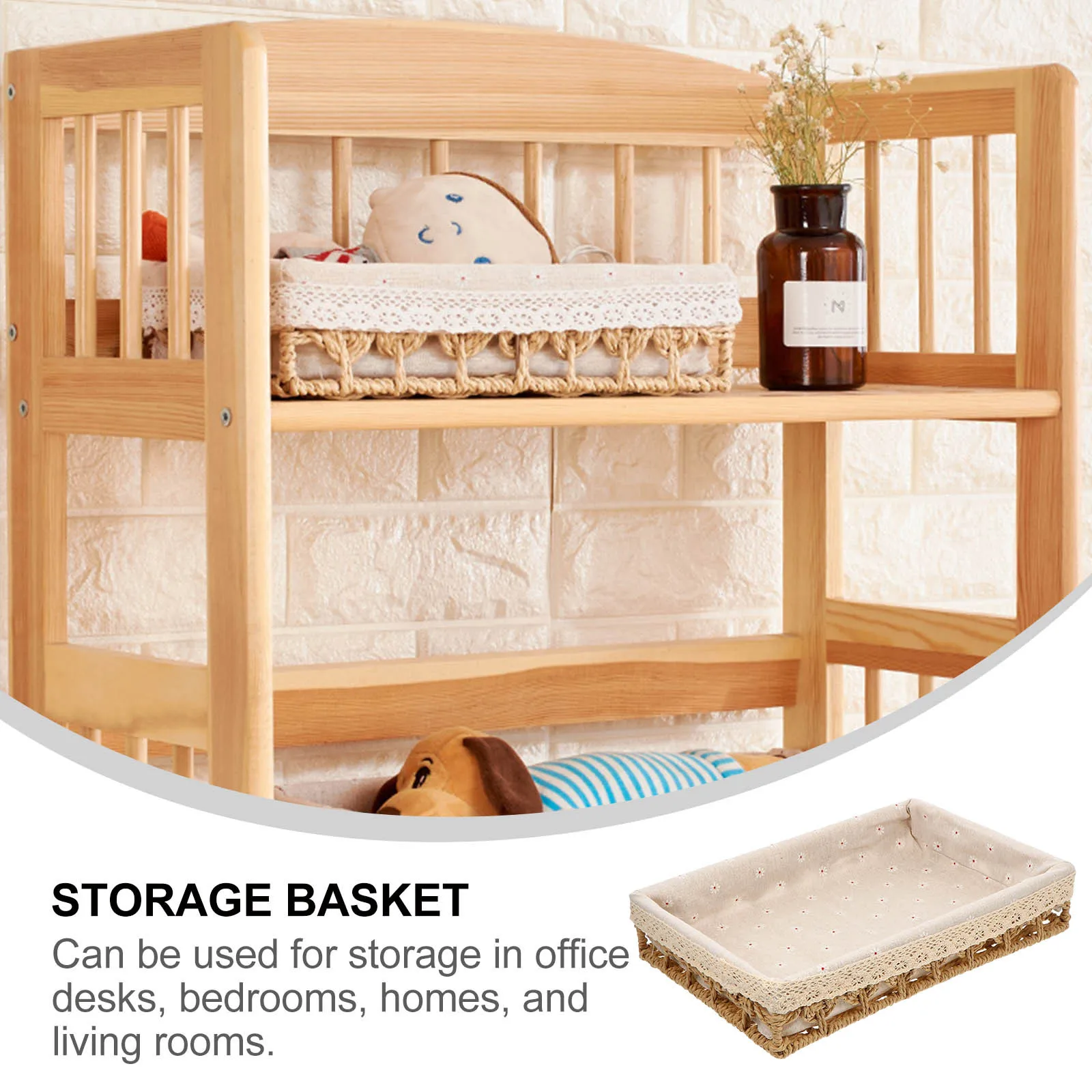 

1Pcs Simulated Rattan Storage Basket Desktop Organizer Paper Rope Woven Compact Home Use Storage Basket Multifunctional