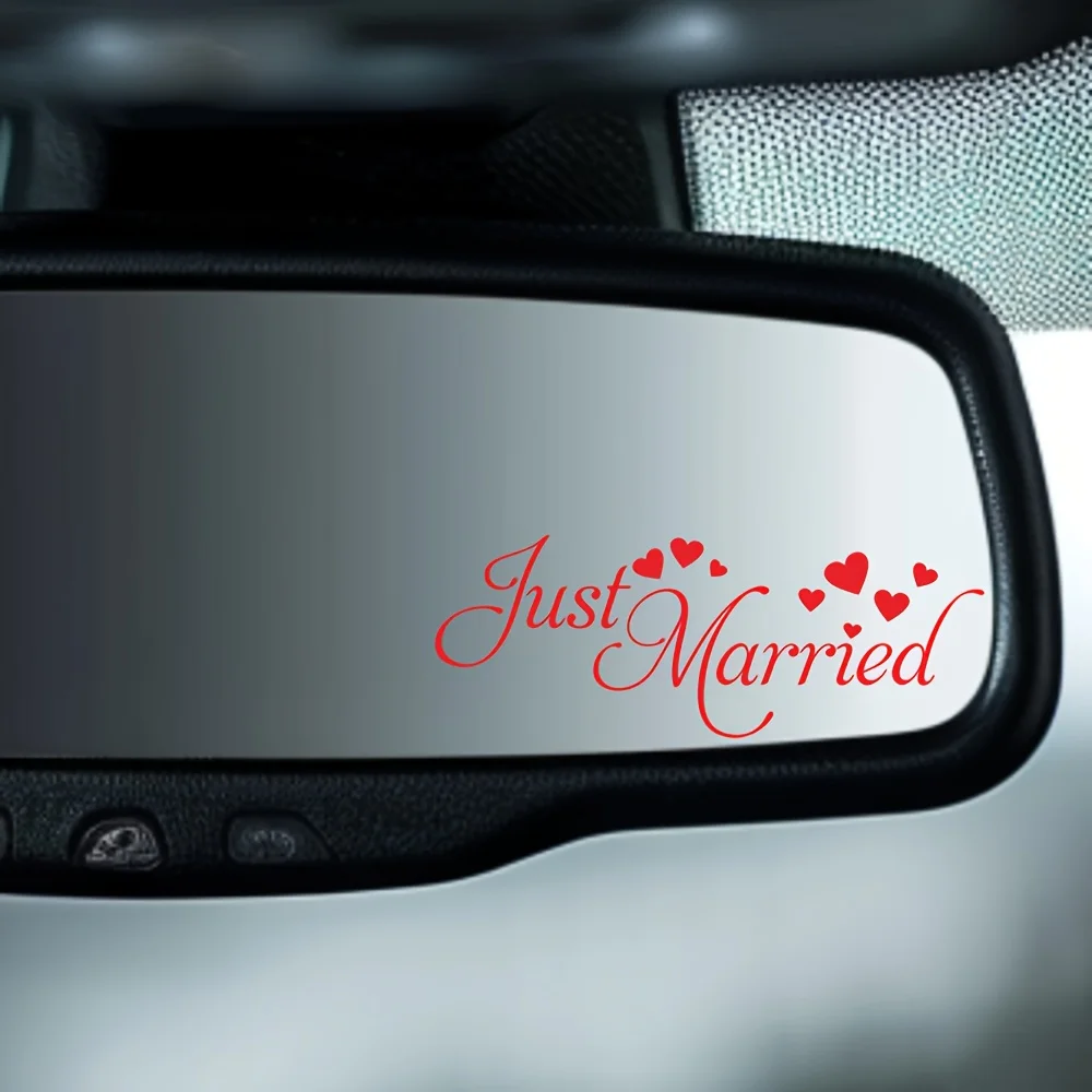 Wedding Car Sticker Heart Vinyl Decal Glossy Self Adhesive Romantic Decoration for Bride Groom Couple Vehicle Anniversary Gift