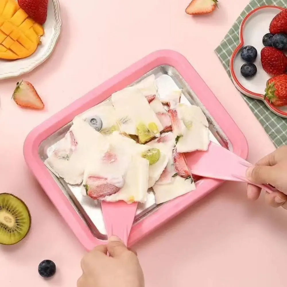 304 Stainless Steel Ice Cream Roll Maker Rectangular with Shovel Freezing Yogurt Maker Deepened Sorbet Maker Home