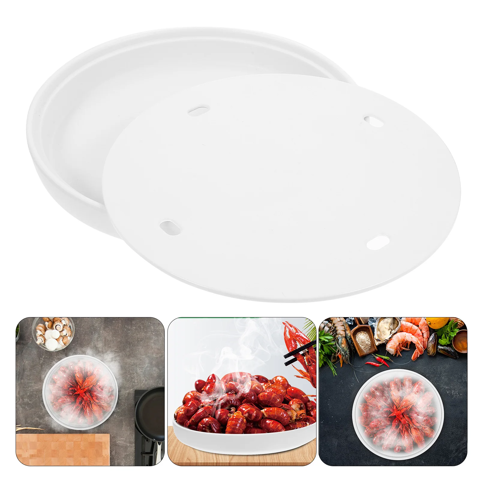

Fresh 8.5 Inch White Round Melamine Plate Sashimi Seafood Snack Tray Decorative Dishes Gastronomy Preservation