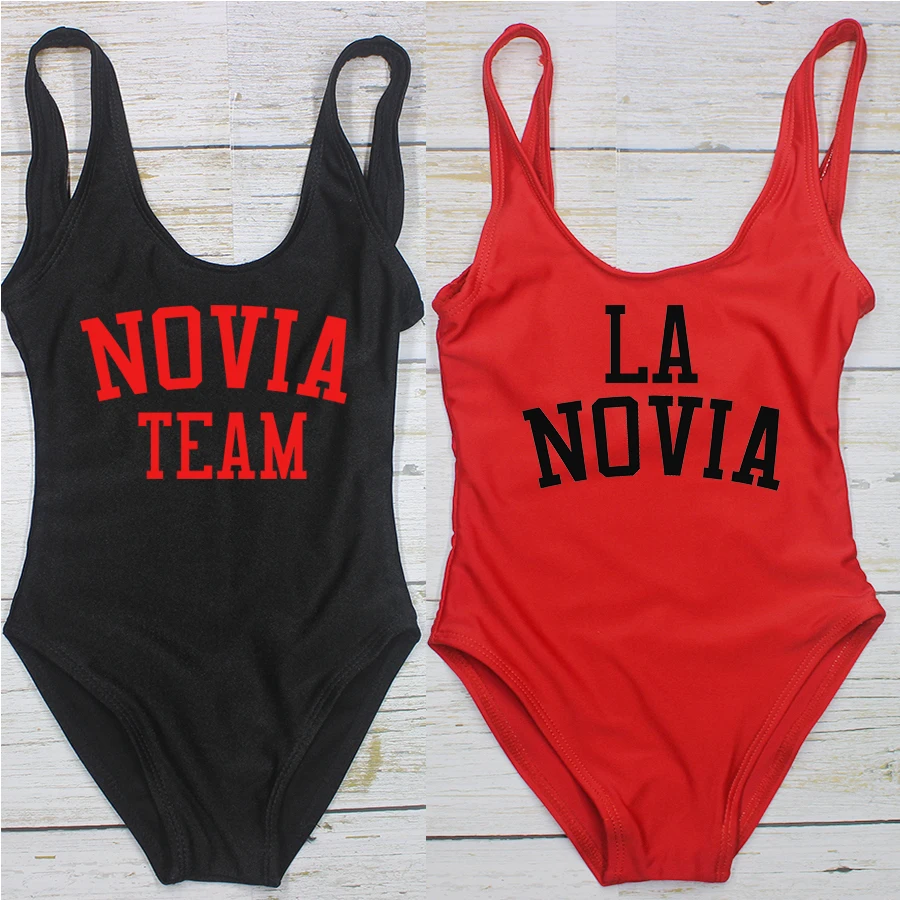 Bulk One-Piece La Novia Swimsuit Women Spanish Novia Team Swimwear Wedding Bathing Suit  Girls Hen Bachelor Party Swimming Suit