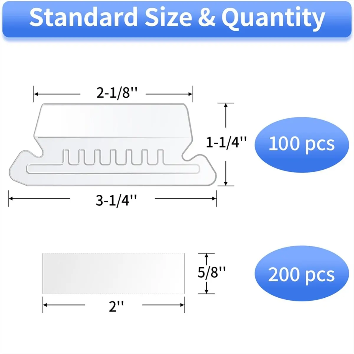 AT16 Hanging File Folder Tabs, 100 Pcs File Folder Tabs File Tabs for Hanging Folders, Plastic Hanging Folder Tabs