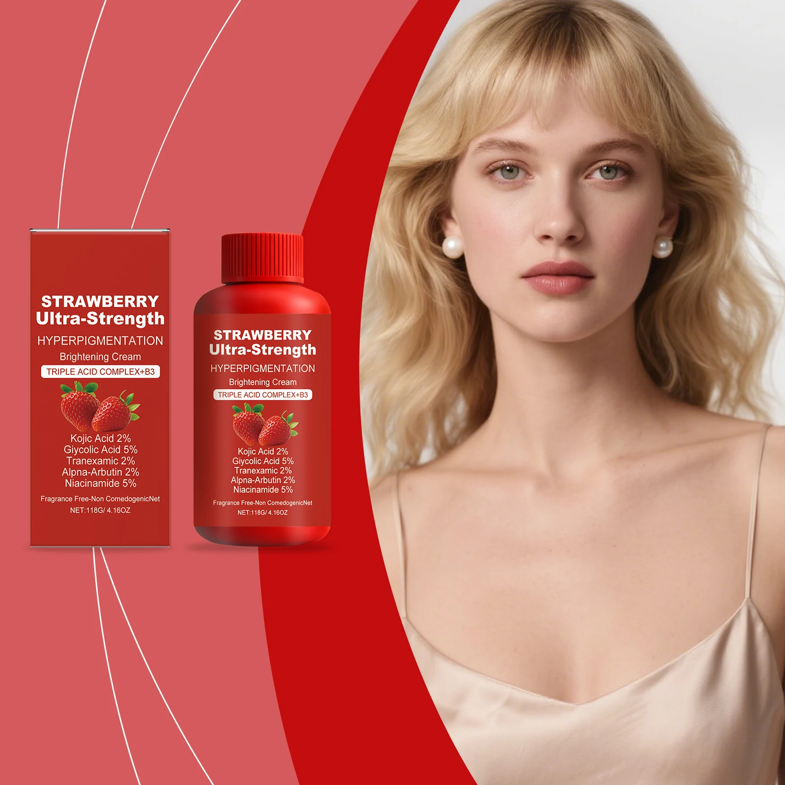 PAULINE PESERY Strawberry Body Cream, Hydrating & Softening, Smooth Delicate Radiant Skin, Refreshing Comfort for Daily Body Care