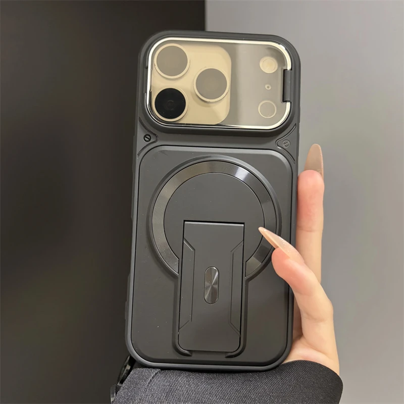 Fold Stand Magnetic Armor Case for iPhone 17 Air 16 15 14 Plus 13 12 11 Pro Max For Magsafe Camera Holder Lens Protection Cover