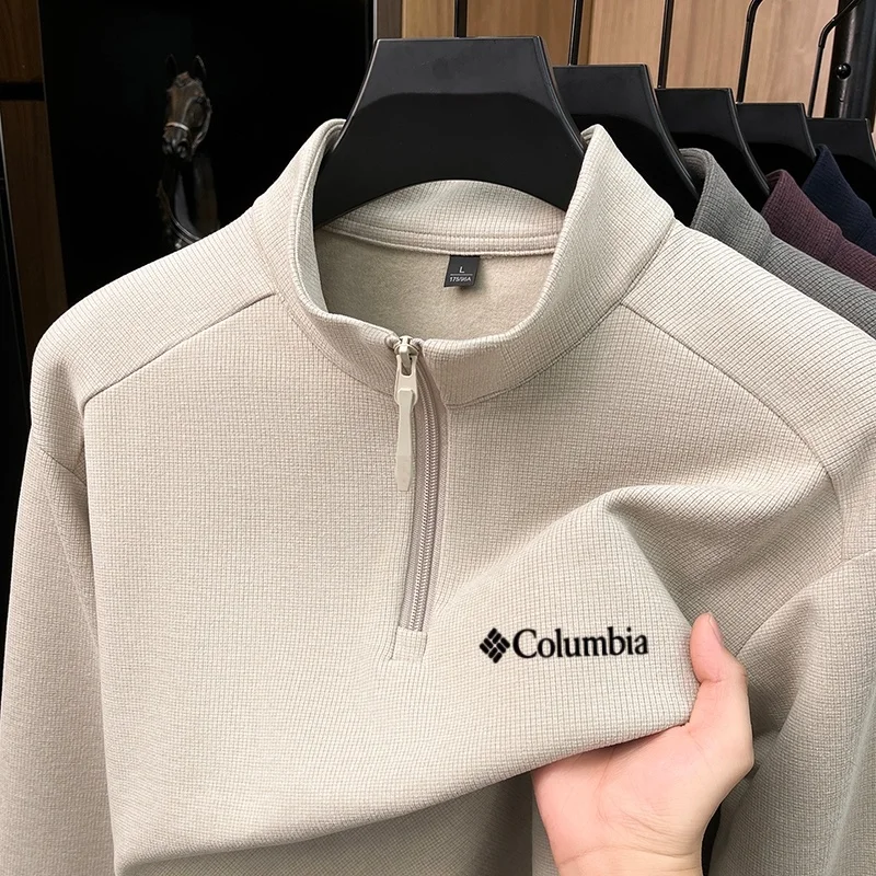 Brand designer's autumn new letter embroidered knitted sweater for men's warm velvet comfortable half zip lapel pullover sweater