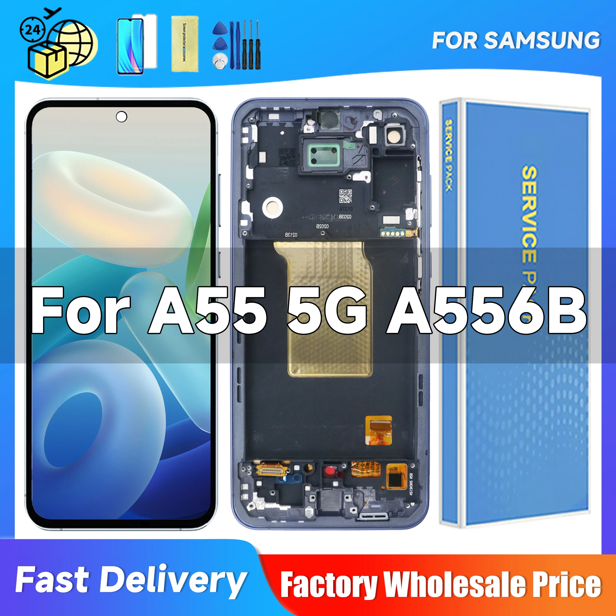 6.6\'\' Super AMOLED For Samsung A55 5G LCD A556V A556E A5560 Display Touch Screen Digitizer For Samsung A556B LCD Frame