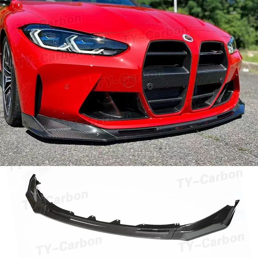 Dry Carbon Fiber FRP Car Front Bumper Lip For BMW 3 4 Series G80 G82 G83 M3 M4 Competition 2021+ V Style Front Chin Spoiler