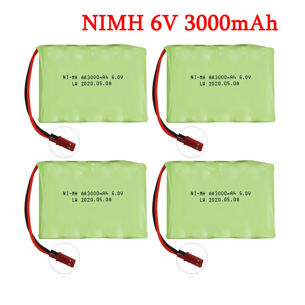 Zestawy ładowarek 6v 3000mAh z wtyczką JST do samochodów RC Roboty Czołgi Pistolet RC Łodzie AA 2400mah 6v Akumulator NiMH