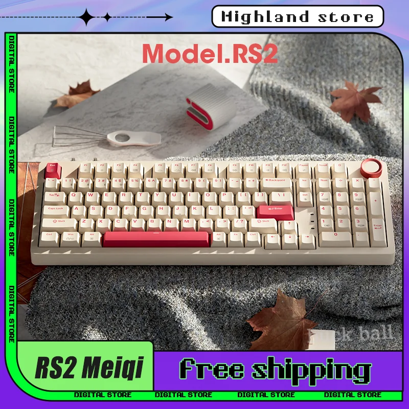 

James donke RS2 Meiqi Mechanical Keyboard 3mode Hot Swap Wireless Bluetooth Keyboard Gasket PBT Custom RGB Esports Keyboard Gift