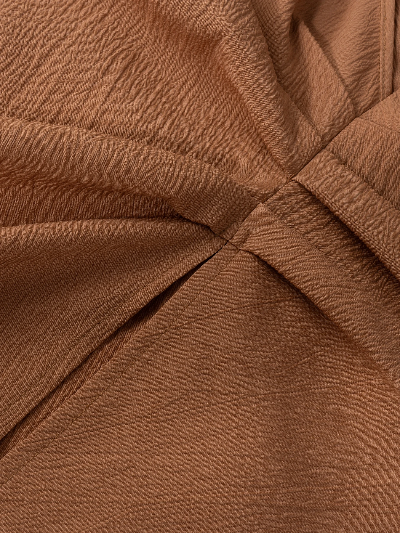 Blusa de mujer Camel Brown Wrap cuello en V manga larga abombada Primavera Verano cintura fruncida elegante Oficina fecha diaria Chic Top