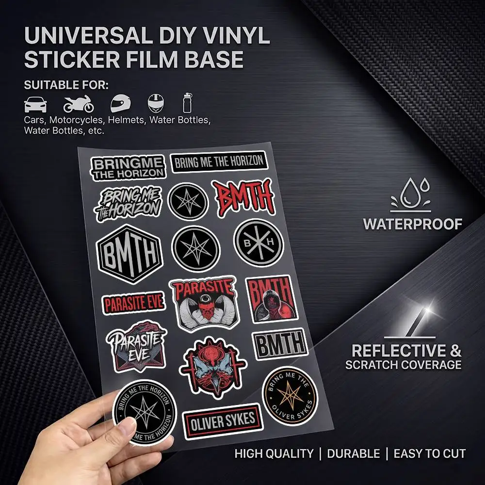 B-BringMetheHorizon-n Multi Scene Waterproof Reflective Scratch Cover Stickers Fit Auto Motorcycle Helmet Refrigerator