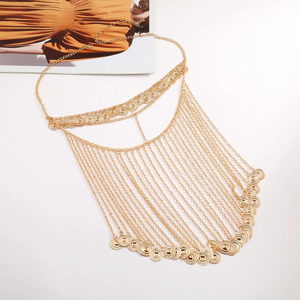 Fashion Sexy Gold Color Coin Tassel Face Chain Headwear For Women Dance Party Face Mask Jewelry Wedding Accessories