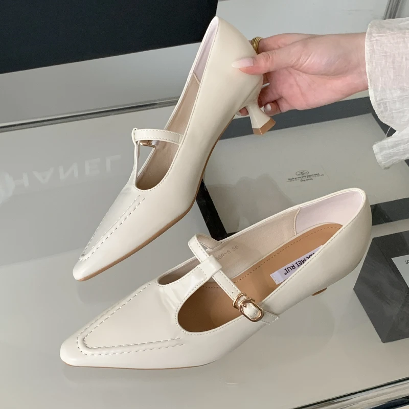 

Элегантная офисная женская обувь на низком каблуке, туфли-лодочки с острым носком, женская обувь, модная женская обувь Мэри Джейн, Zapatos De Mujer