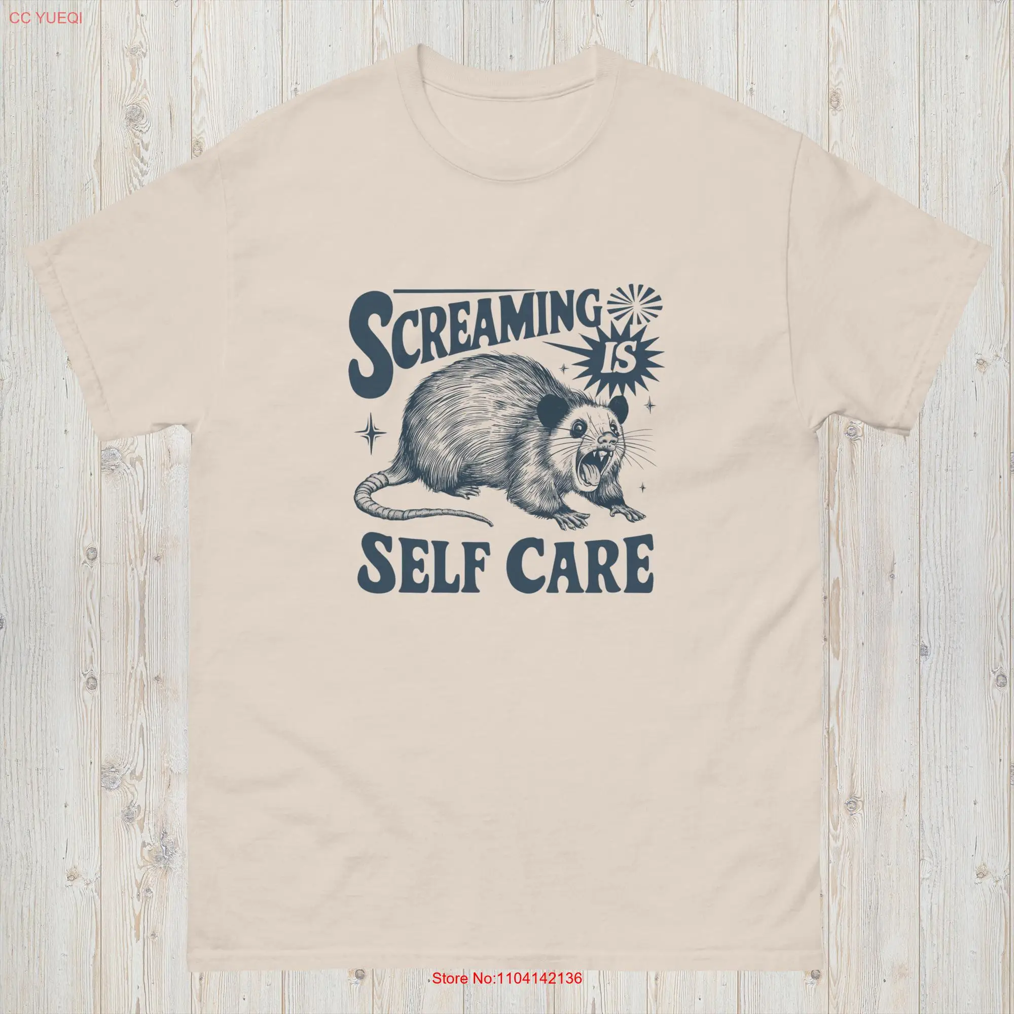 Screaming is self care rat t shirt retro animal funny shirts Pessimistic Aesthetic long or short sleeves